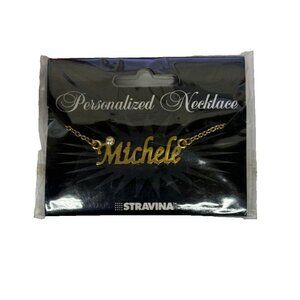 MICHELE Goldtone Rhinestone Accent 14.5" w 4.5" Multi Ring Ext Necklace